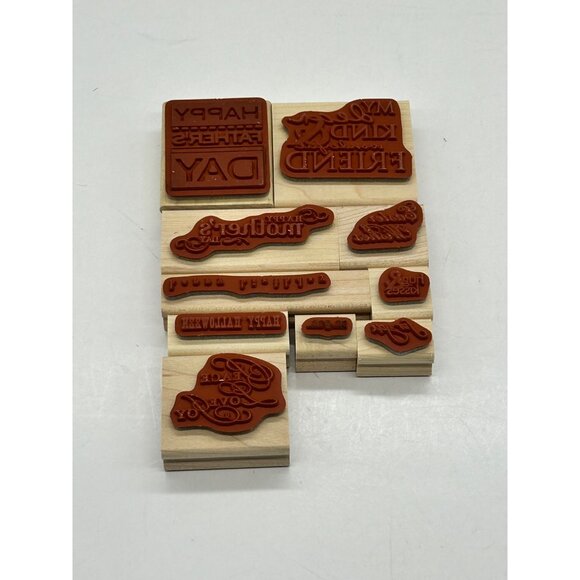 Stampin’ Up! All Holidays 10 Rubber Stamps Words Birthday Easter Halloween - Picture 2 of 5